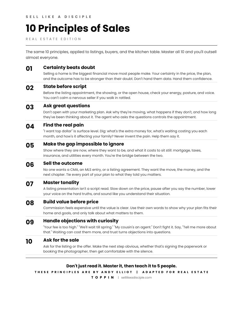 10 Sales Skills to Master — Real Estate Edition, first page